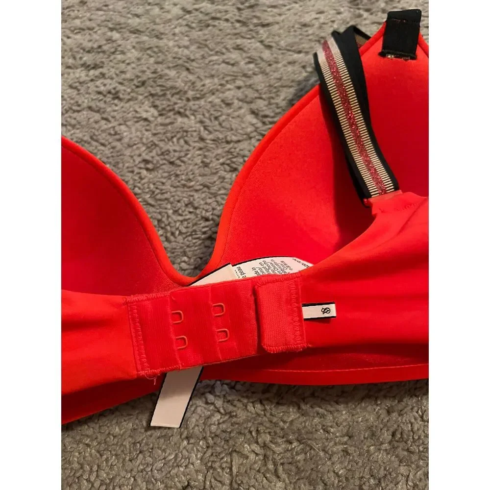 Victoria's Secret Red T-Shirt Bra with Striped Straps